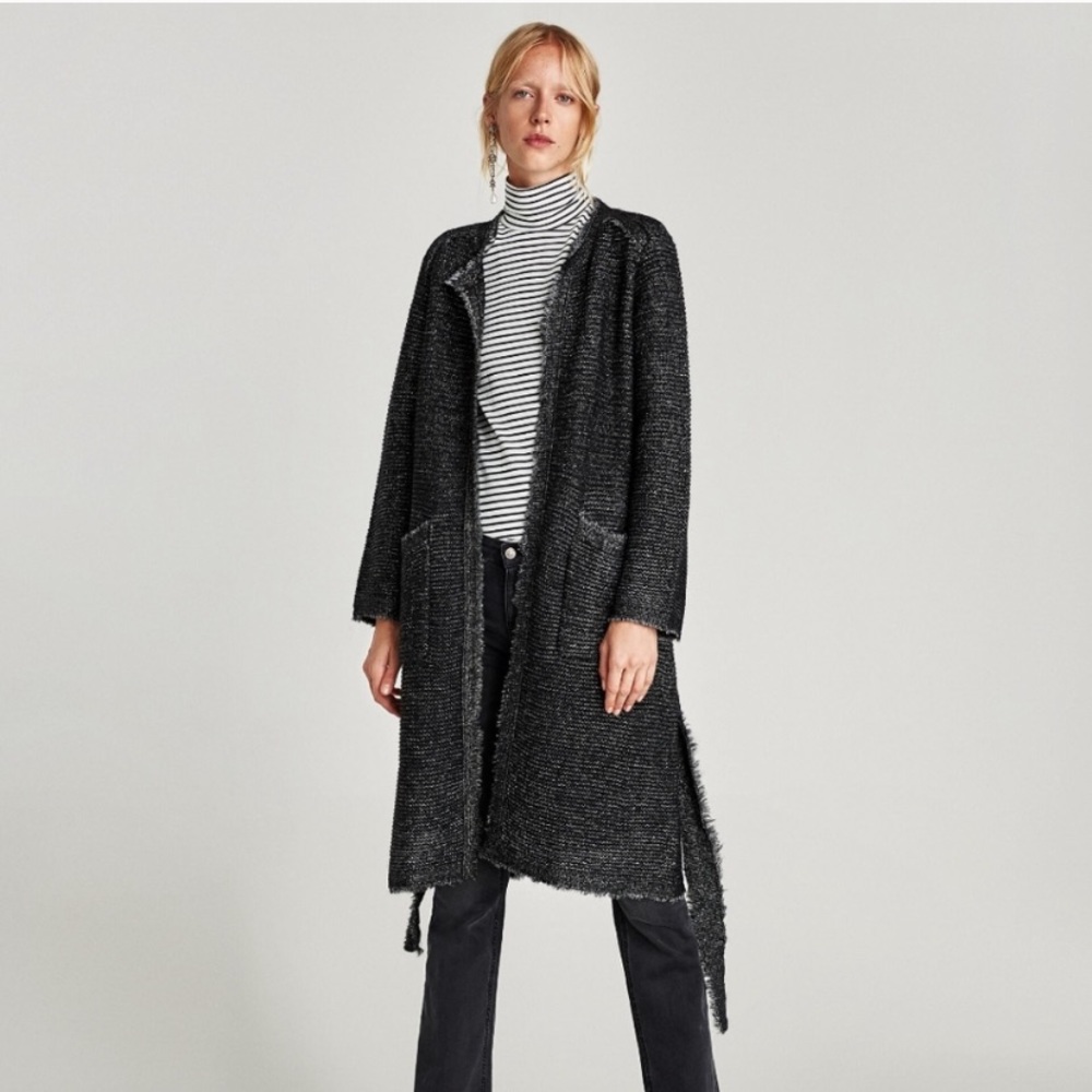 NWOT Zara Shimmered Long Knit Cardigan